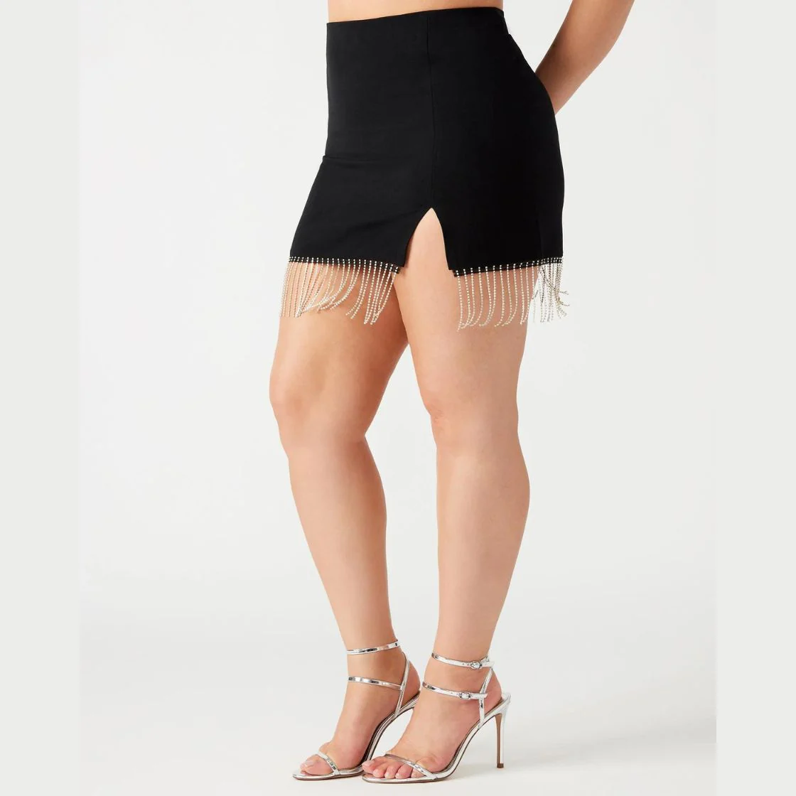 CAM SKIRT WITH FRINGE BLACK - Image 2
