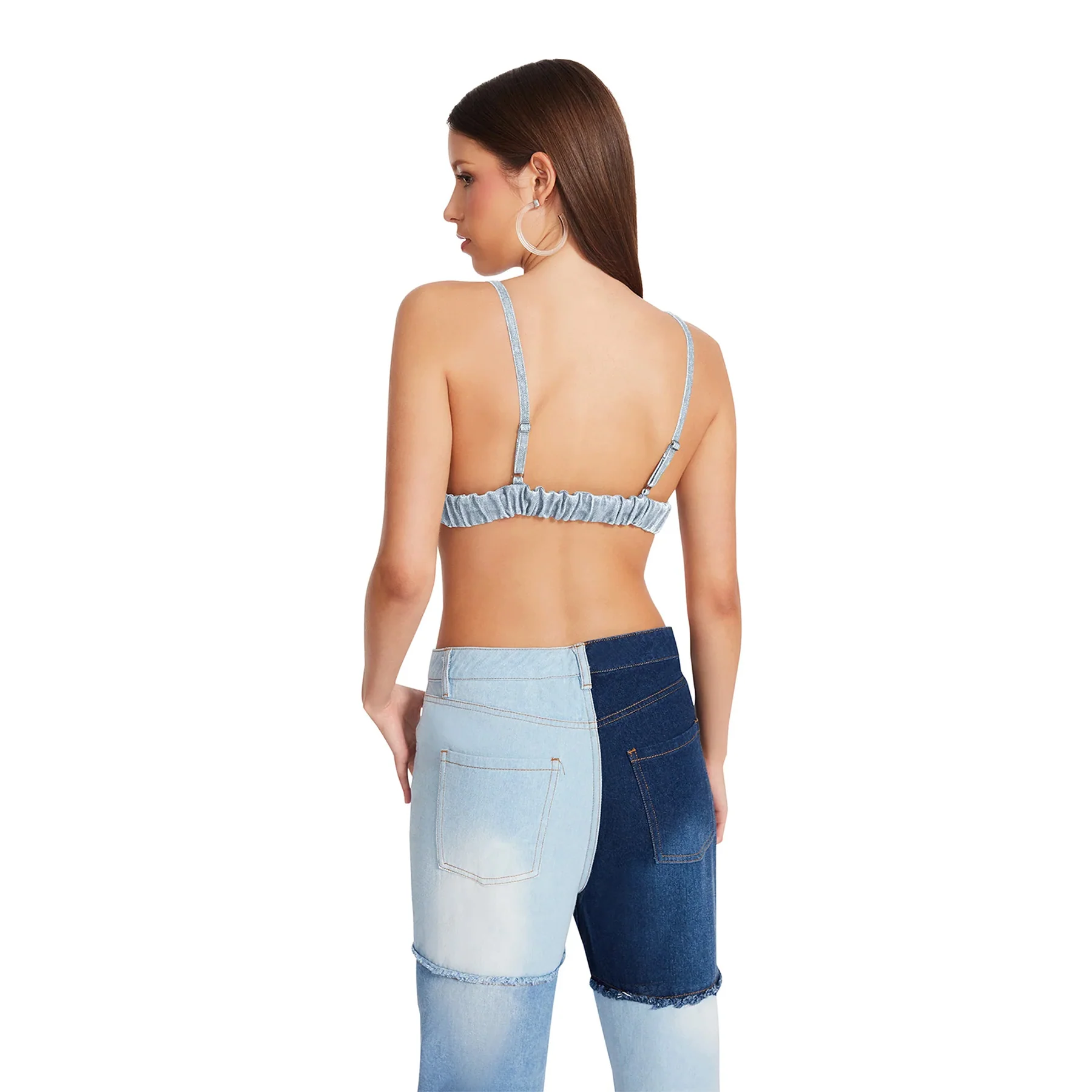 KENDRA BRA TOP DENIM FABRIC FADED DENIM - Image 4