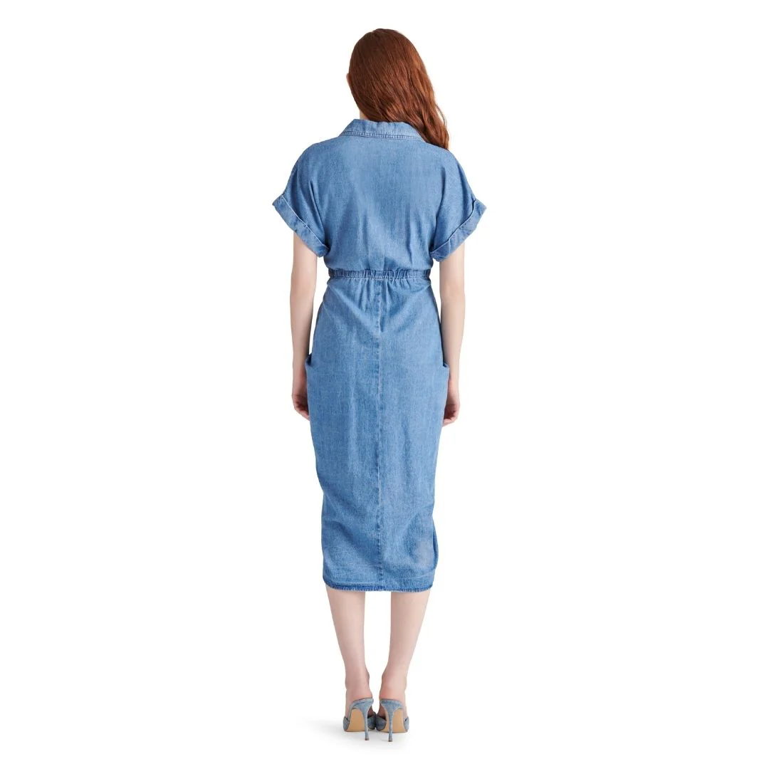 TORI DRESS CHAMBRAY BLUE - Image 5